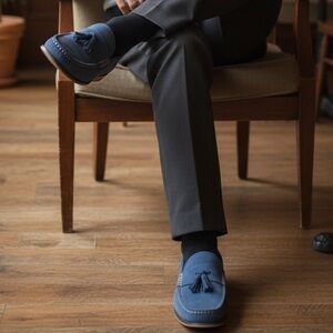 COLE HAAN Pinch Friday Tassel Blue Loafers 9 M New